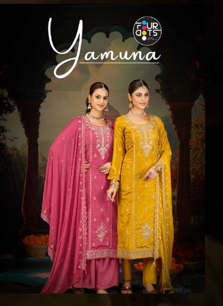 Yamuna By Four Dots Glass Organza Designer Salwar Suits Suppliers In India